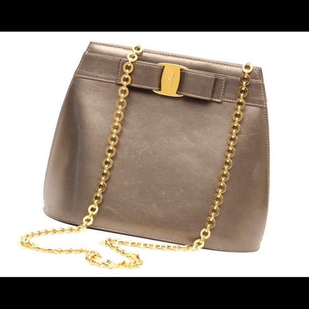 Pre-loved: Salvatore Ferragamo Pewter Handbag
